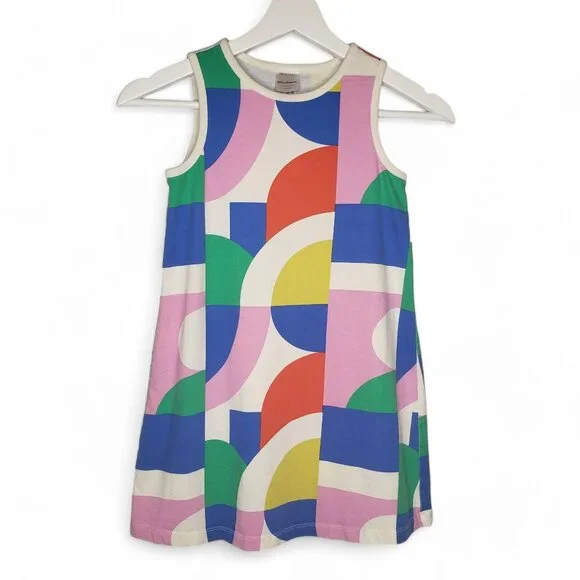 Hanna Andersson Girls Modern Geo Multi Color Tank Dress 6 to7 - Picture 1 of 7